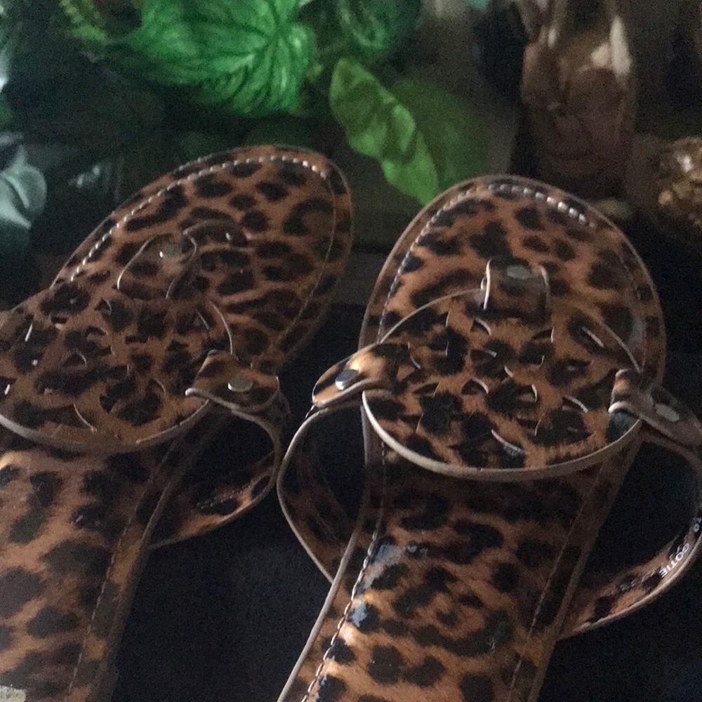 Leopard Print Jelly Thong Sandals - Women